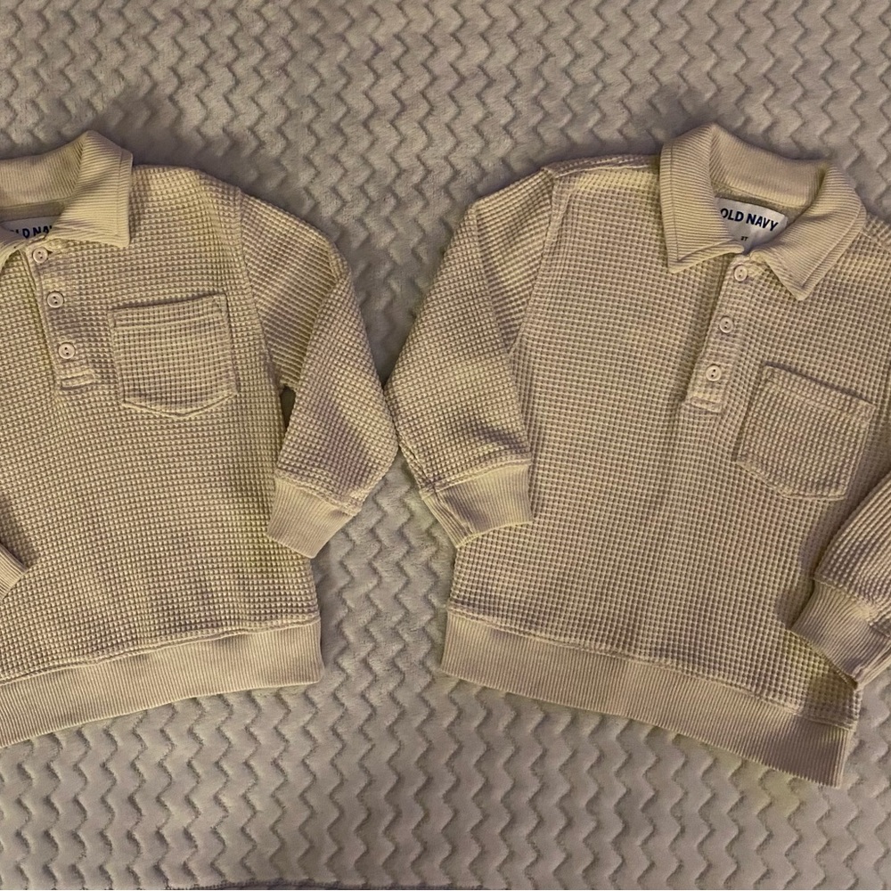Old Navy Kids Beige Waffle Knit Polo